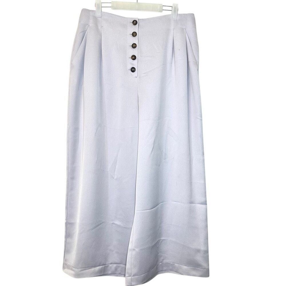 Topshop High Rise Button-fly Wide Leg Cropped Culotte Pants Light Lavender Sz 12